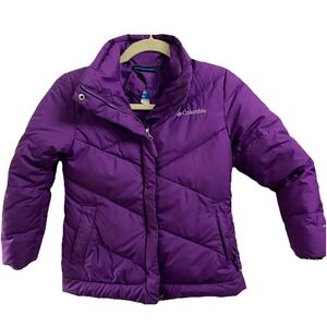 Columbia Youth Girls Kids Down&Feathers Puffer Winter Jacket Coat Purple Sz.7/8